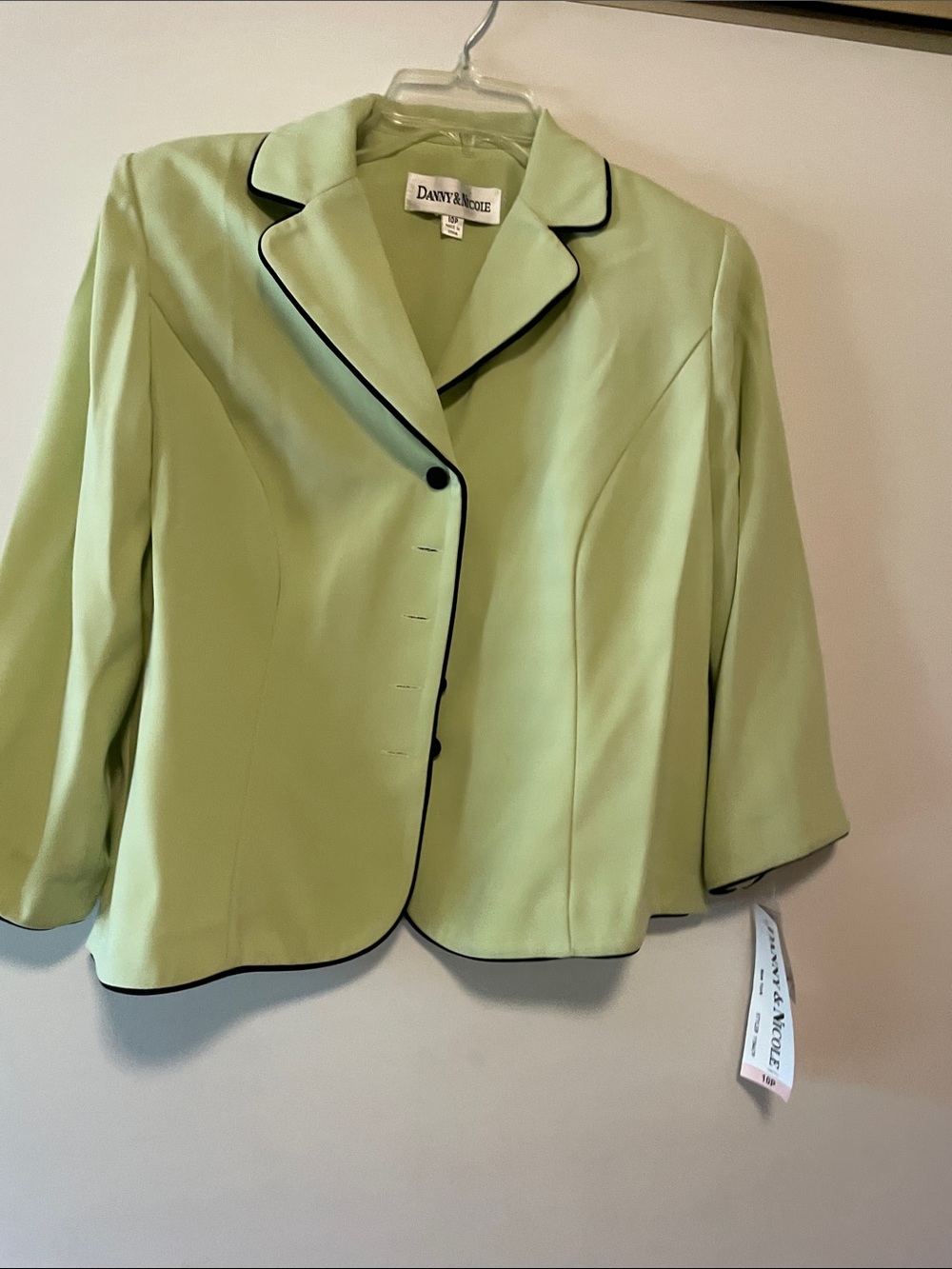 Danny & Nicole Pistachio Blazer with Black Trim